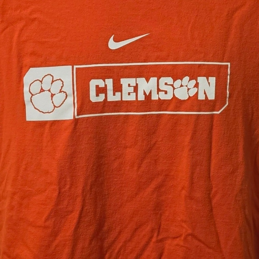 Nike Clemson Tigers Mens Large Orange Graphic T-Shirt 561416-89L Athletic Cut
